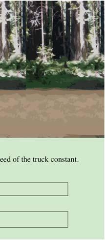 The student constructs a response by manipulating force arrows in a simulation-based scenario in which an emergency rescue truck must deal with various problems along a fire road in a forest.