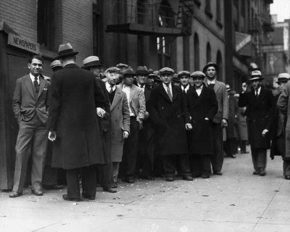 Unemployment Line In New York City Original caption: New York, NY: The Great