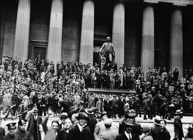 Crowd After Stock Market Crash Original caption: 10/24/1929-New York, NY: Photograph shows the street