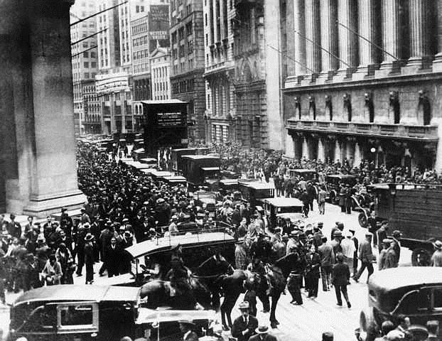 Investors Crowd Wall Street The planked surface of Wall Street was a scene of near panic here, as hundreds of bewildered investors milled about after the stock market crash on Black Friday.