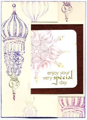 December 2009 Ornamental Page 2 of 7 Set A: 5x7 Ivory Cards with 4-1/4 x 4-3/4 Penny Panels Card #1 Ivory Die Cut: Enjoy Your Very Special Day 1.