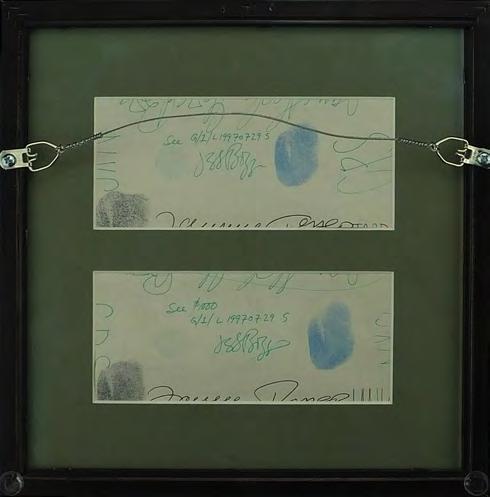 B97072902D & L19970730S; $1000 Dollar Bill laser print with green ink seal and Serial Nos. A97072901B & L19970730S; both bills with black ink signatures of Lawrence S.