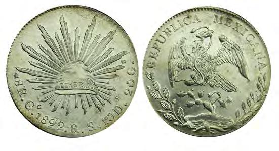 ($150-200) 1092. Empire of Maximilian. Peso, 1866-Mo, nice original toned VF+.