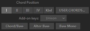 CONTROLS Chord position - selects the melodic position range for the built chords.