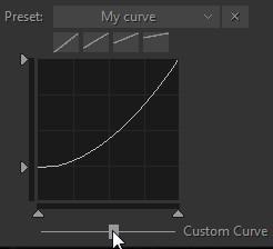 Create your custom velocity curve with Dynamics slider, and save it as a preset in Velocity combo box for