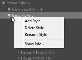 To read the additional information about Styles included with the Category rightclick on Category folder and select Show Info item in popup menu: SELECTING CATEGORY AND STYLE To find the appropriate