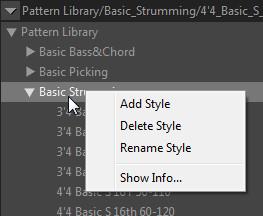 Press 'Add' button under Pattern List pane to copy the current pattern to your new Style folder Find and audition other patterns, and copy them one by one to the new Style using the same method You