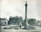Trafalgar Square When was the Square built? Where does the name Trafalgar come from? Name the architect who designed the Square: Before being a Square, what could you find on this place?