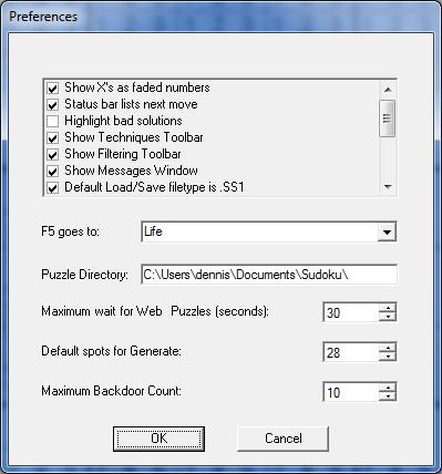 Preferences (shortcut F2) Opens the Preferences dialog, where you can choose from several different options / settings.