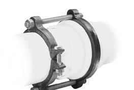 The Series 1350 consists of two basic components: a Series 1300 split restraint device, which is installed on the spigot end of the pipe, and a Series 1350 solid backup ring, which has a beveled