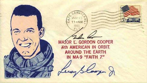 SP(M09)01E 150 125 Mercury 9 cover with launch date May 15 1963 Cape Canaveral postmark.
