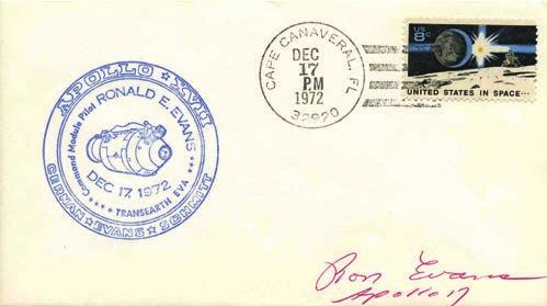 SP(A17)02C 125 100 Apollo 17 cover with blue Command Module Pilot Ronald Evans cachet and