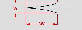 Arrows 3 mm wide and should be 1/3 rd as wide as they are