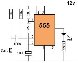 5 SEC ON - even if switch is kept pressed This circuit illuminates a LED for 5 seconds - even if the switch is