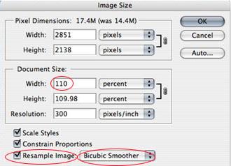 If you want to make your digital photo into a poster size image, you can do it in the Image Size dialog box. However, just increasing the dimensions will make the image appear blurry and pixilated.