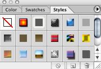 Swatches palette The Styles palette (Figure 4) allows you to view, select, and apply preset layer styles.
