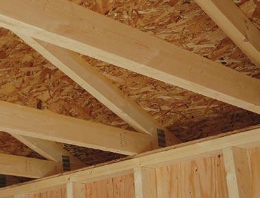 On select models, roof trusses are strengthened with 2 x 4 bottom cords connected by metal truss plates.