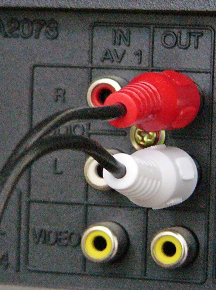 Plug the red and white RCA plugs of