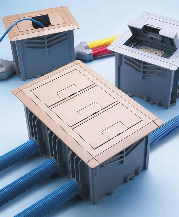 Rectangular Floor Boxes 1-, 2-, and 3-Gang Carlon Rectangular Floor Box Systems three-way power, data, and communications plus easy double or triple ganging, too.