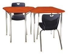 with these wedge-shaped desks.