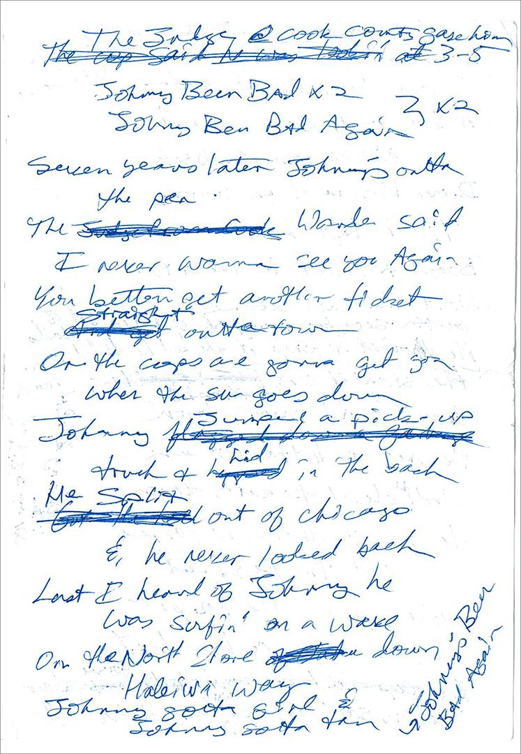 anthem, Johnny B. Goode25. In order to approach the idea with a unique freshness, I simply wrote down the opposite of Berry's hit and came up with Johnny Been Bad.