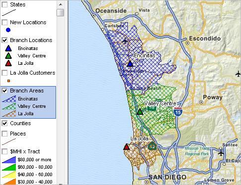 Using Geocoded Data Examining alternative new bank branch locations Install CV XE GIS /cv.htm Install California by neighborhood GIS project /dmi/ca1.
