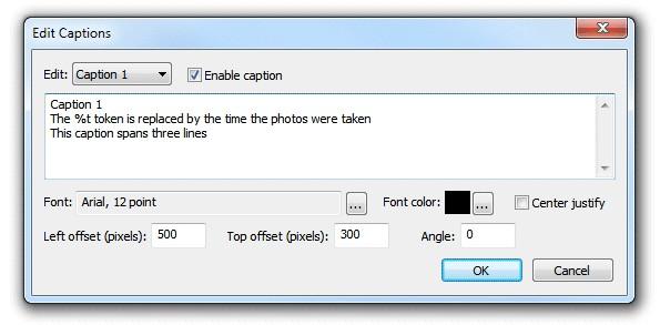 58 To enable a caption select it from the "Edit:" drop down list. Then check the "Enable caption" checkbox to enable the caption or uncheck it to disable the caption.