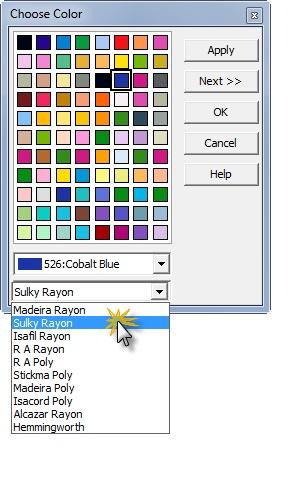 Thread Color Use the Change Thread Color button on the main toolbar (or choose File > Change Thread Color) to change the color of the selected stitches.