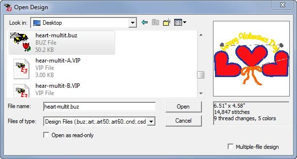 How to Open Multi-Hoop Designs When You Have a BuzzEdit Manager File To open a multiple-hoop design that uses a BuzzEdit manager file, choose the manager file name from the BuzzEdit Open Design