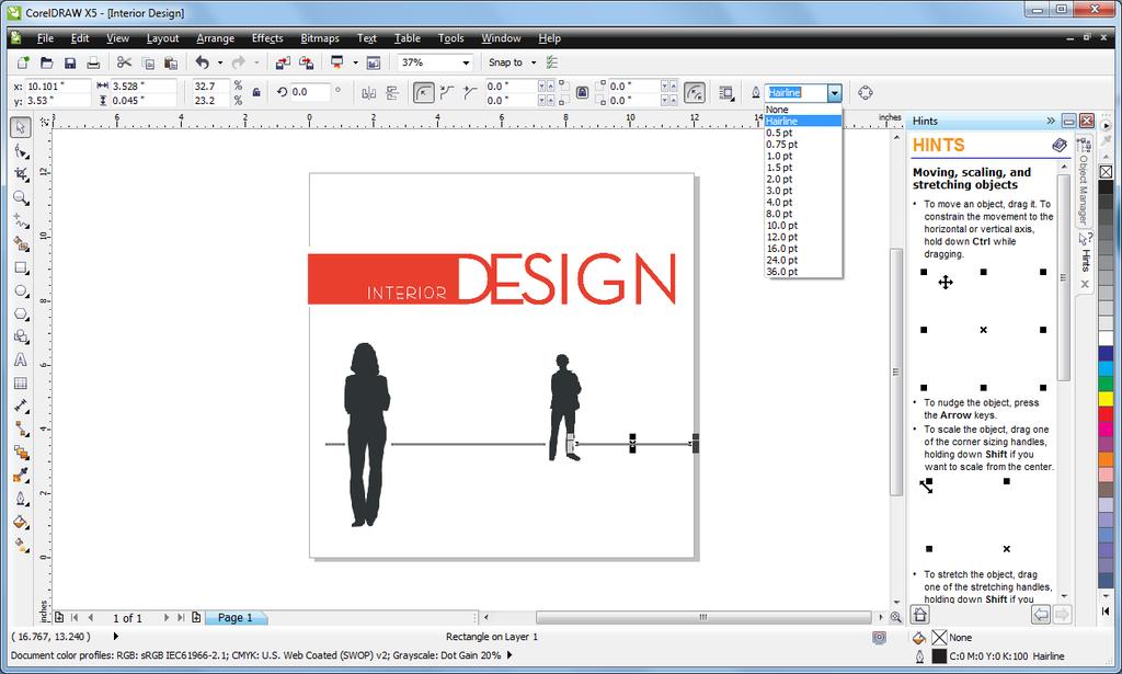 7. Format the size, location, and layout of your design. For more information on how to use CorelDRAW, please see the additional resources provided. 8.