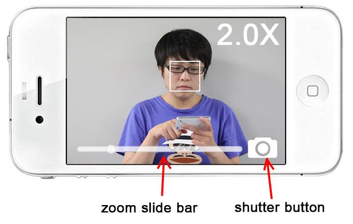 Chapter 4. Head gesture interface 66 Figure 4.11: iphone remote control. The screen shows the camera preview and any camera information.