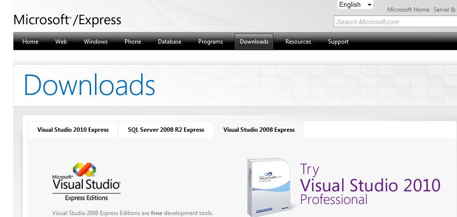 Download and install (1) Visual C# 2008 Express version, available at http://www.microsoft.