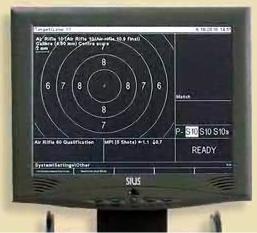 A sensor at the target end of the range detects the passage of the projectile through a target and feeds back an X / Y coordinate to a