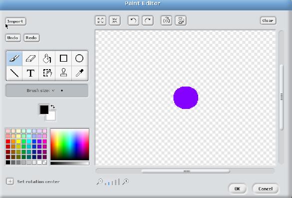 use the eyedropper to pick a color and then click in the drawing area and