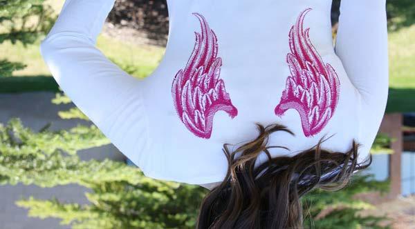 Shirts with Embroidered Wings Let your embroidery take flight! A simple t-shirt, sweatshirt, jacket, or onesie gets an awesome update when adorned with a pair of embroidered wings.
