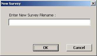 Under Survey there are several options. If this is a new survey (not a continuation of a previous survey) tap once on New Survey. The window shown below will appear.