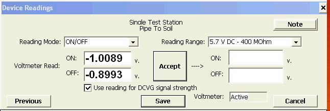 As shown above, the average High and Low voltage readings measured at the starting test station will be displayed on this screen.