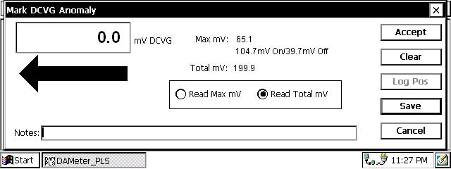 In the above example, the Max mv reading was 65.1mV [delta V (ON) was +104.7mV and delta V (OFF) was +39.7mV and the difference between these values is 65.