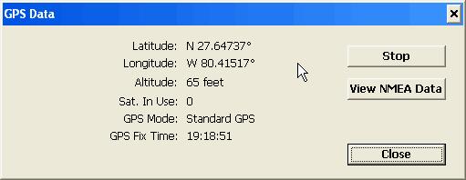 You can also view the NMEA data output by the GPS receiver by tapping once on the View NMEA Data button on the above window. New NMEA data will stream into the DA Meter every second.