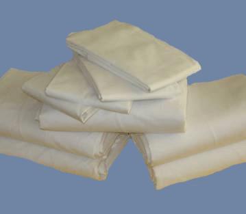 Size: 54X72 Size: 42X34 Item # 18054720 Item # 18042341 T-130 LINENS 50/50 poly cotton blend 130 Thread Count Muslin Sheets Fitted Sheets