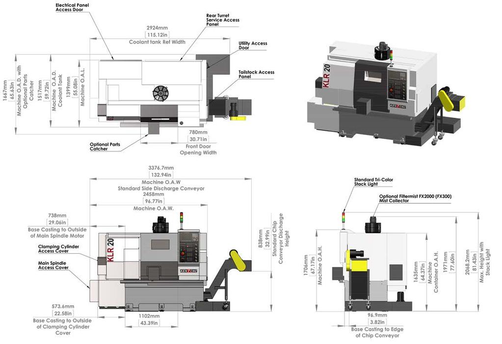 Standard Machine Layout- Right Hand Side Discharge Chip Conveyor Machine Width 3.4m 132.