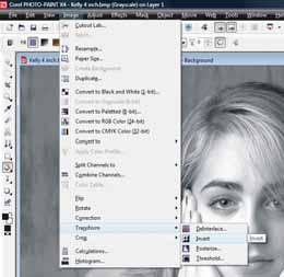 In Photo-Paint go to the Image menu, Transform, and then Invert.