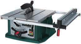 TABLE SAWS Dimensions L x W x H Table size Cutting height Maximum cutting height 90/45 Speed at rated load Cutting speed Saw blade Rated input power Output power Table Saw TS 250 760 x 760 x 490 mm