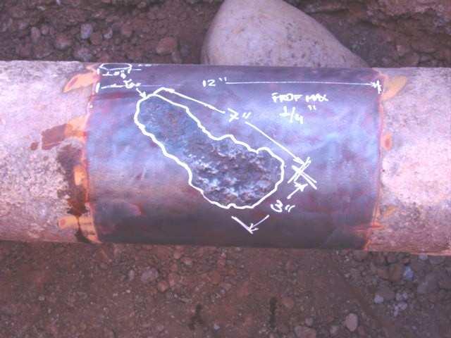 Figure 9. Corrosion patch found at exposed location about 30 meters away from the exposed location shown on Figure 7.
