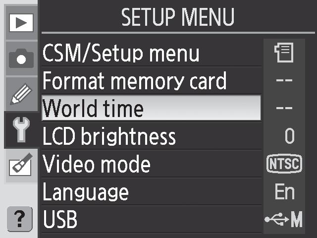 Using Camera Menus Most shooting, playback, and setup options can be accessed from the camera menus. To view the menus, press the button.