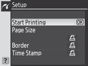 Choose page size, border, and time stamp options as described on preceding page (warning will be displayed if selected page size is Index Print too small).