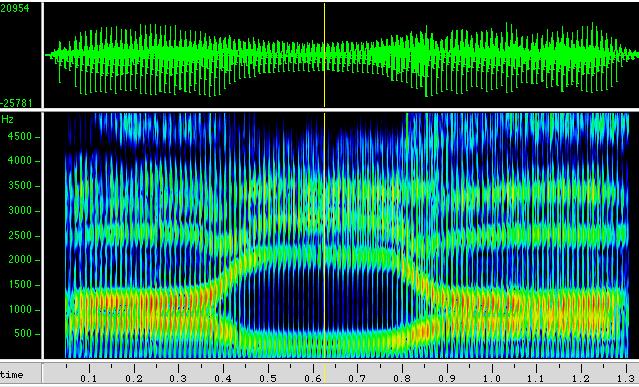 much with pitch changes They change lots with VOWEL changes F1 F4 F3 F2 Wide band spectrogram [AAiiAA] No pitch change F3 F2 Wideband band spectrogram: [AAiiAA] Spectrogram of [AAiiAA] on SAME pitch