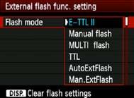 3 Setting the FlashN [Built-in flash func. setting] and [External flash func. setting] Settable Functions Function [Built-in flash func. setting] [External flash func.