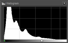 The Histogram control has as its horizontal axis brightness expressed as values from 0 to 255 and as its vertical axis the number of pixels of brightness.