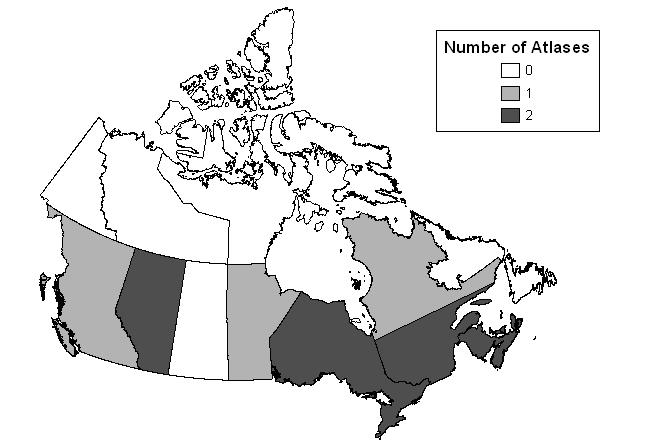 . Canadian distribution of major annual surveys for landbirds: Breeding Bird Survey routes, Christmas Bird Count sites, and stations of the Canadian Migration Monitoring Network. FIGURE 4.